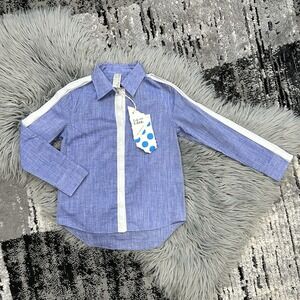 Tia Cibani Kids Blue Multi Snap Classic Button Down Size 5-6Y ($120)